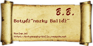 Botyánszky Balló névjegykártya